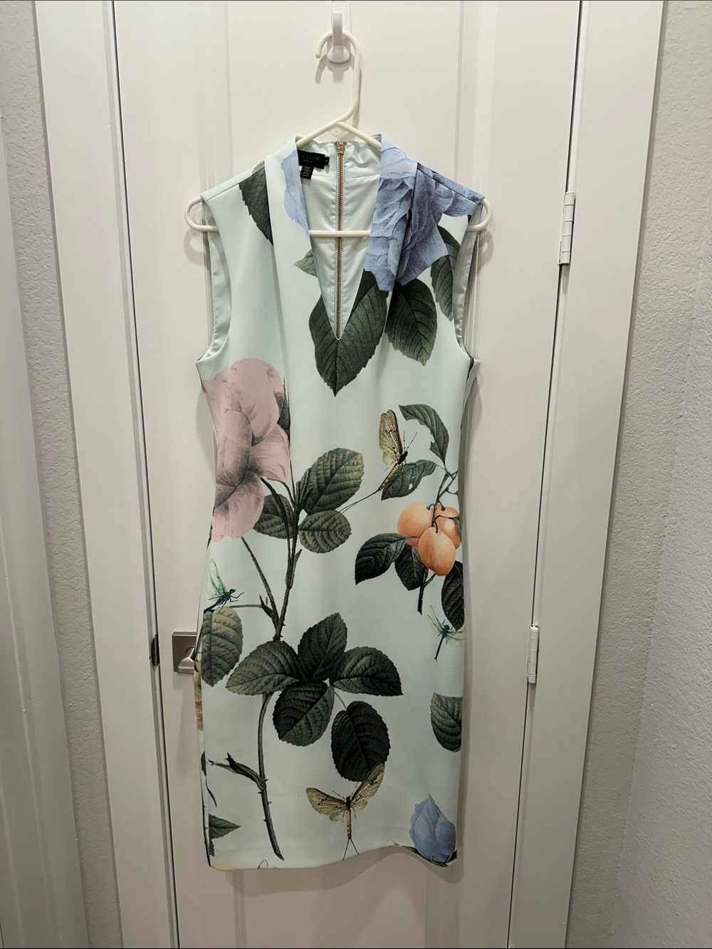 Ted Baker London Mint Floral Midi Dress with Pastel Blooms